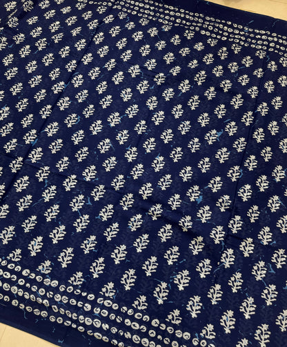 Handblock Print MulMul Cotton Sarees | DSM098
