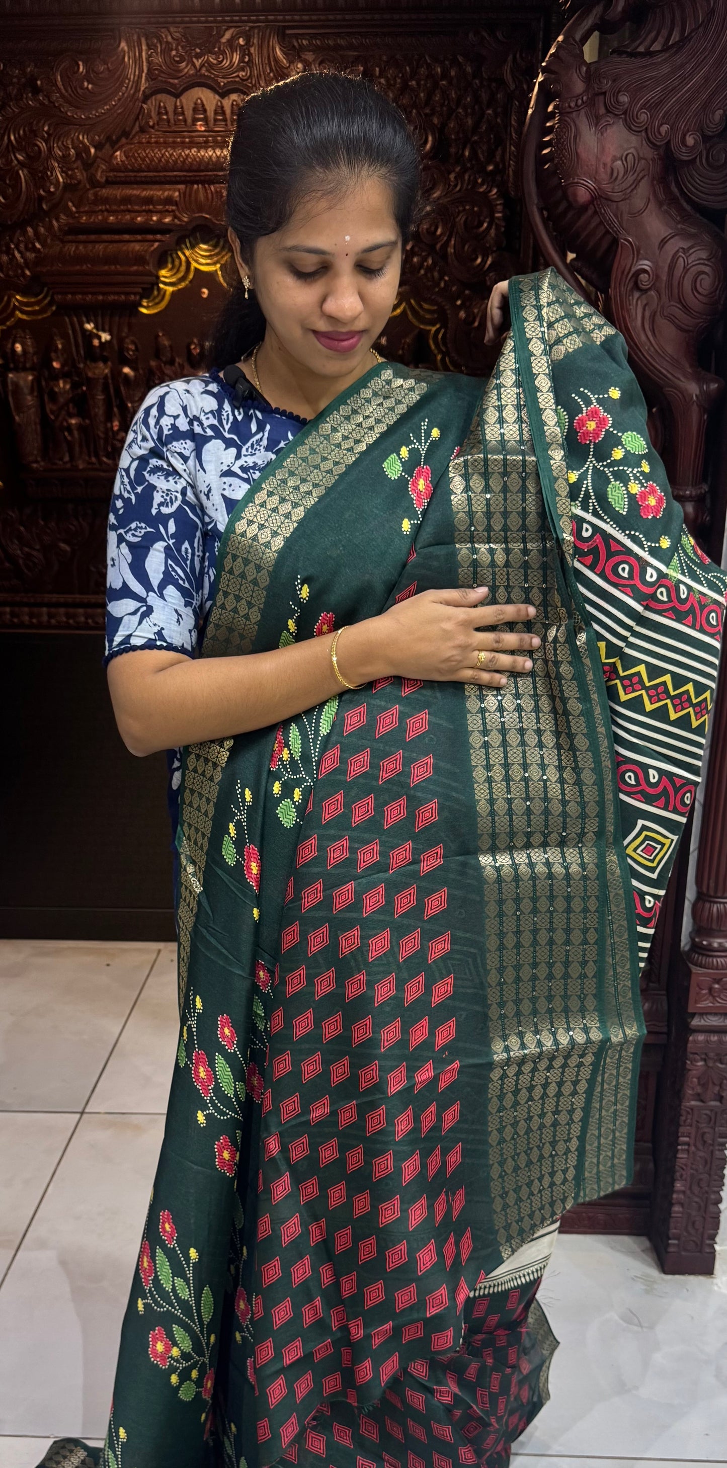Semi Dola Silk Sarees with Sequins Border | DSM023