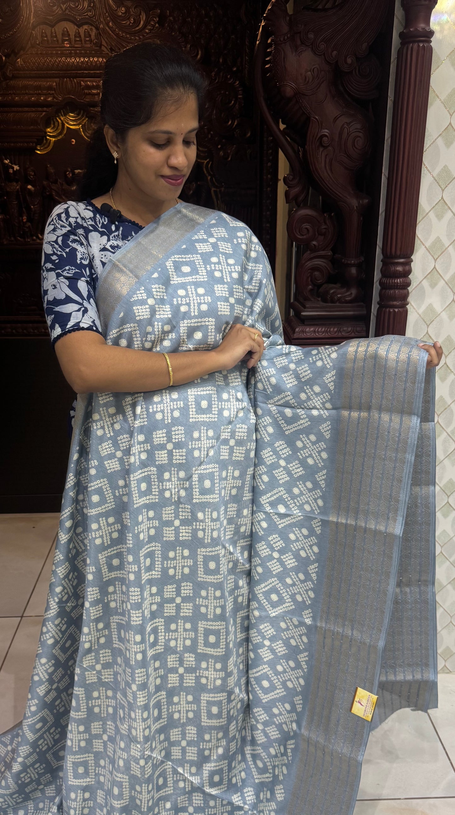 Semi Dola Silk Sarees with Sequins Border | DSM023