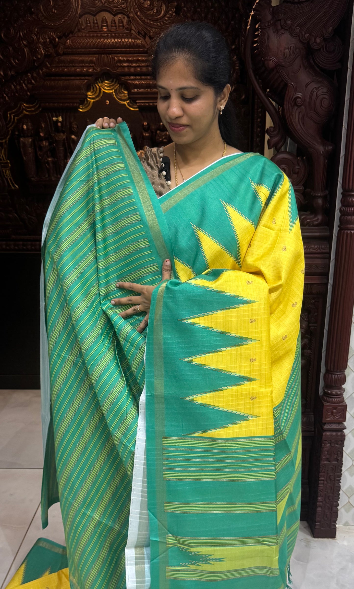 Art Tussar Silk Sarees With Temple Border | DSM120