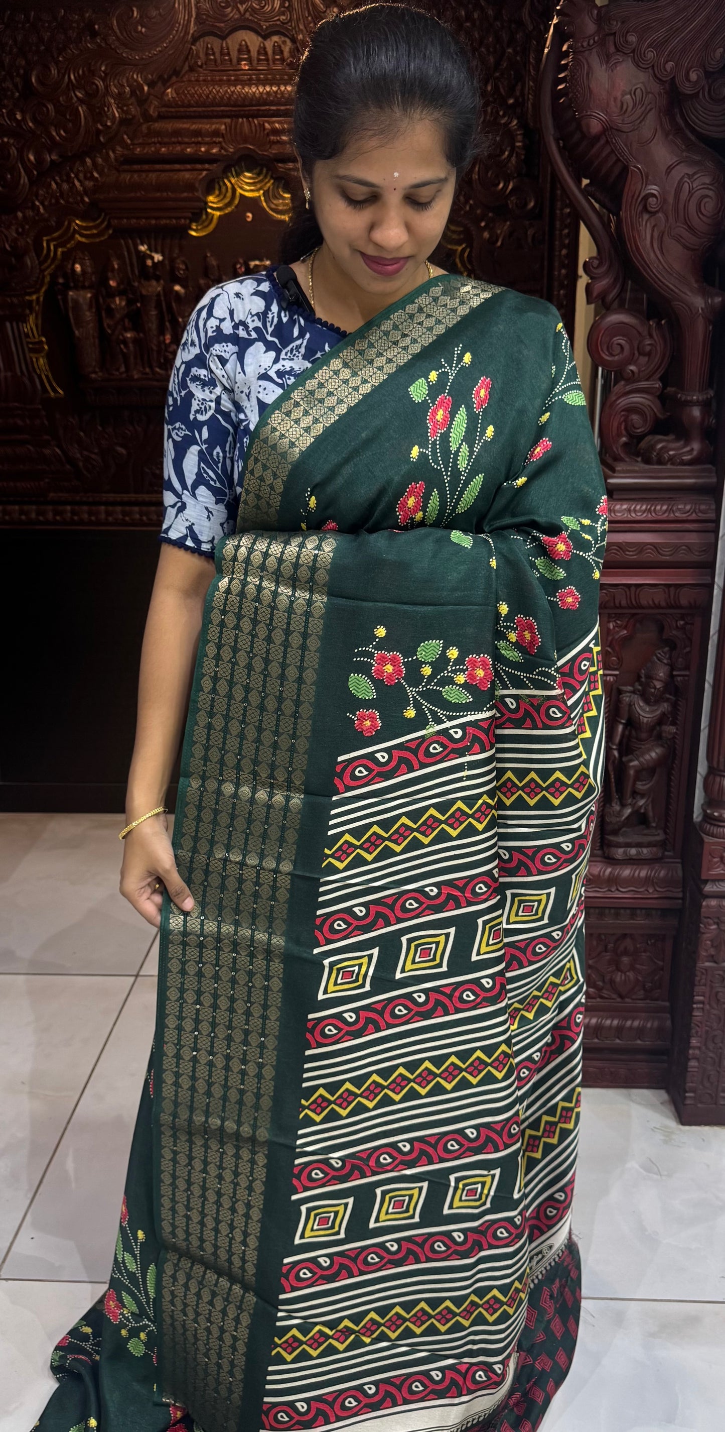 Semi Dola Silk Sarees with Sequins Border | DSM023