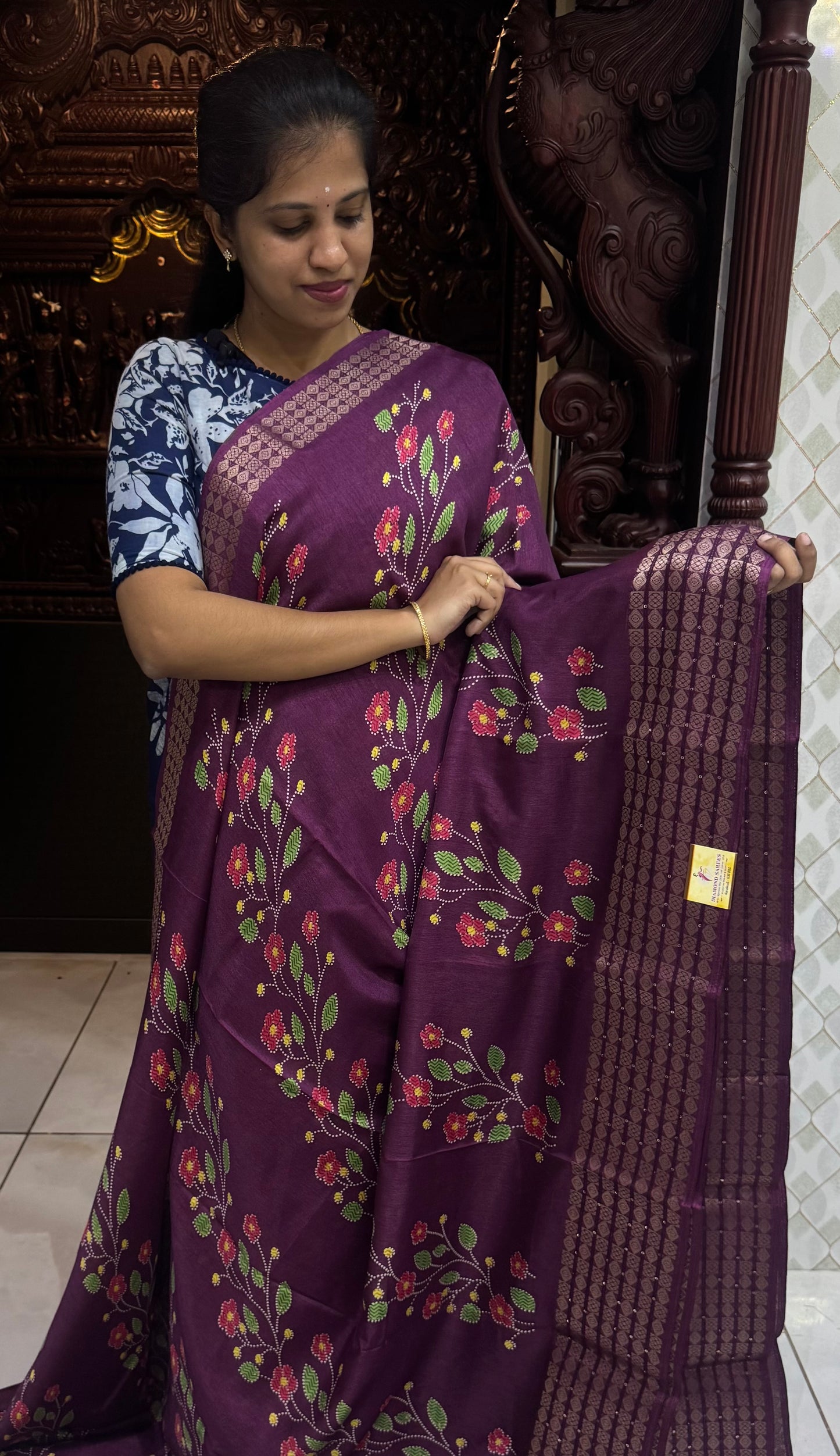 Semi Dola Silk Sarees with Sequins Border | DSM023