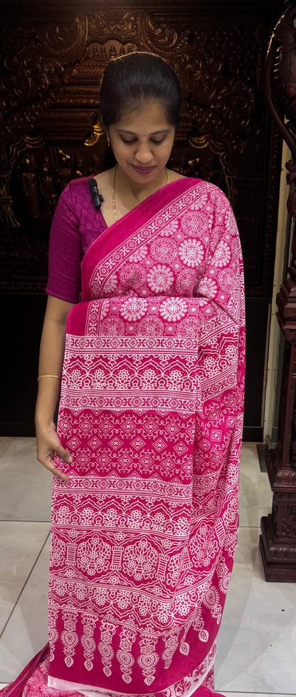 Handblock Print MulMul Cotton Sarees | DSAN001