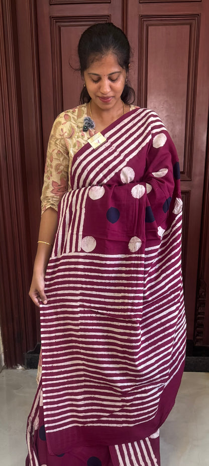 Handblock Print MulMul Cotton Sarees | DSAN002