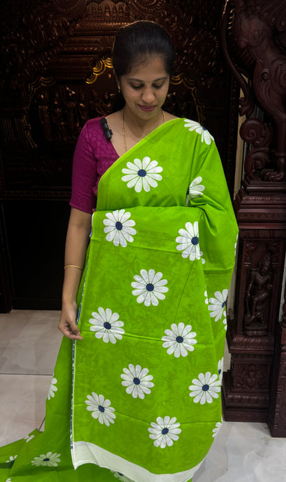 Handblock Print MulMul Cotton Sarees | DSAN001