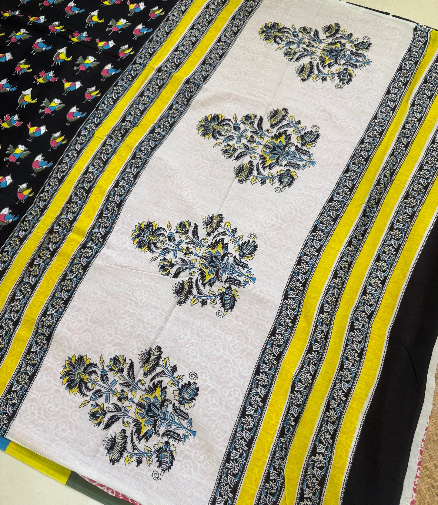 Handblock Print MulMul Cotton Sarees | DSAN001