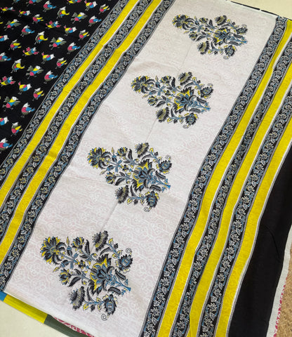 Handblock Print MulMul Cotton Sarees | DSAN001