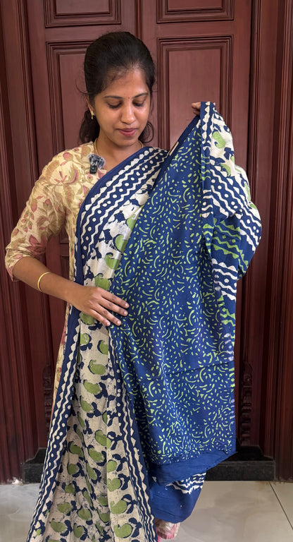 Handblock Print MulMul Cotton Sarees | DSAN002