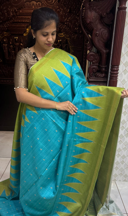 Art Tussar Silk Sarees With Temple Border | DSM120