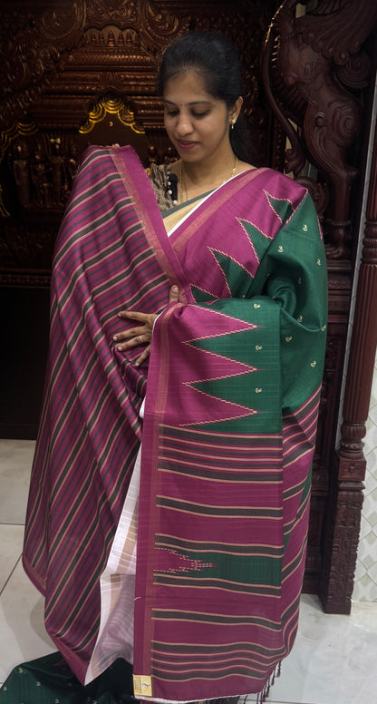 Art Tussar Silk Sarees With Temple Border | DSM120
