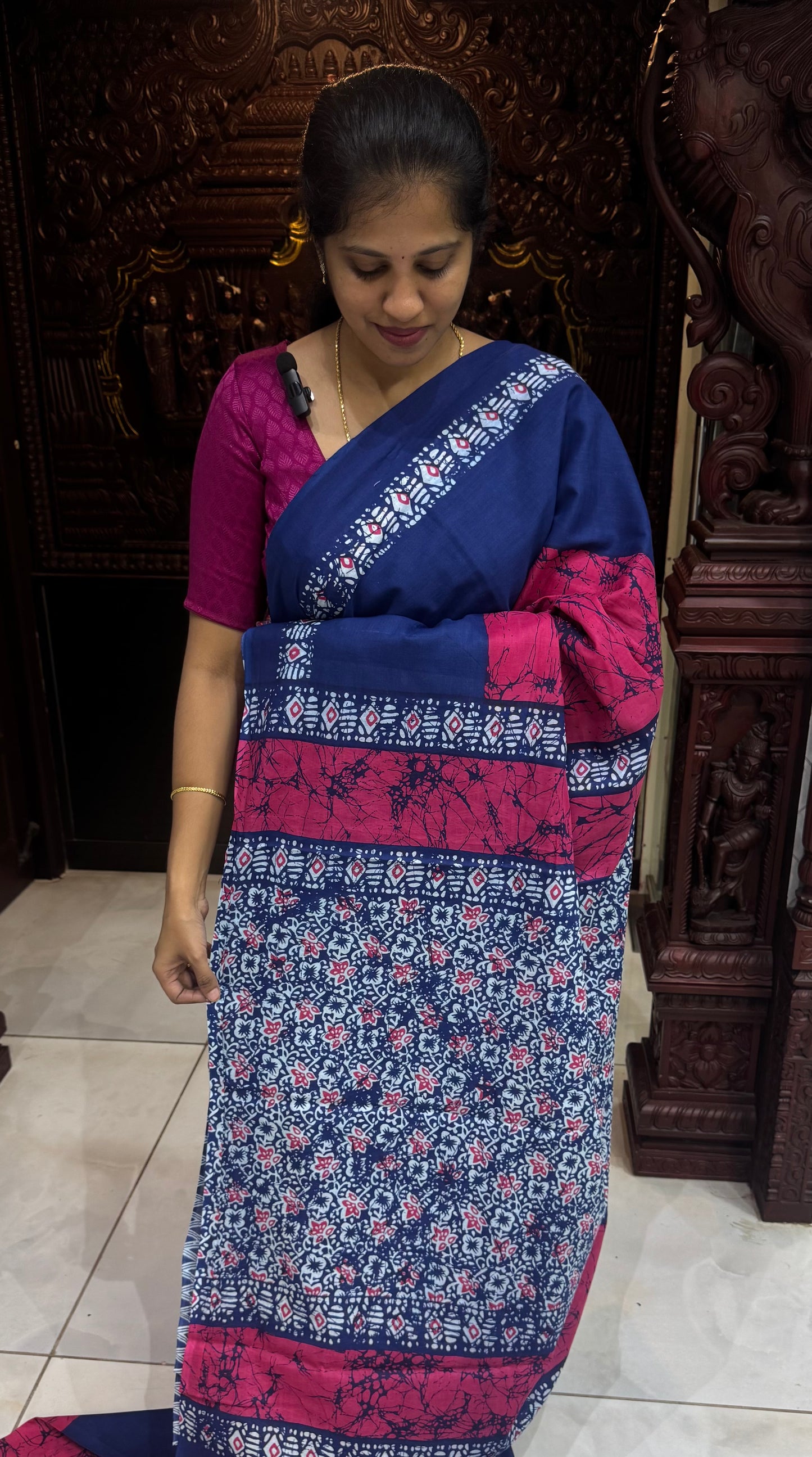 Handblock Print MulMul Cotton Sarees | DSAN001