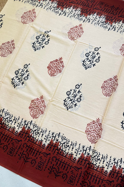 Handblock Print MulMul Cotton Sarees | DSAN001