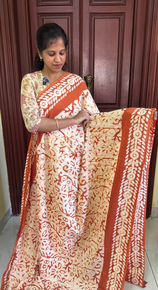 Handblock Print MulMul Cotton Sarees | DSAN002