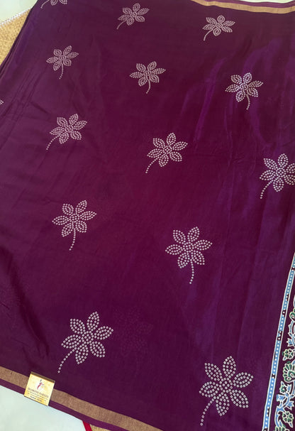 Printed Semi Dola Silk Sarees with Ajrak Pallu| DSM125