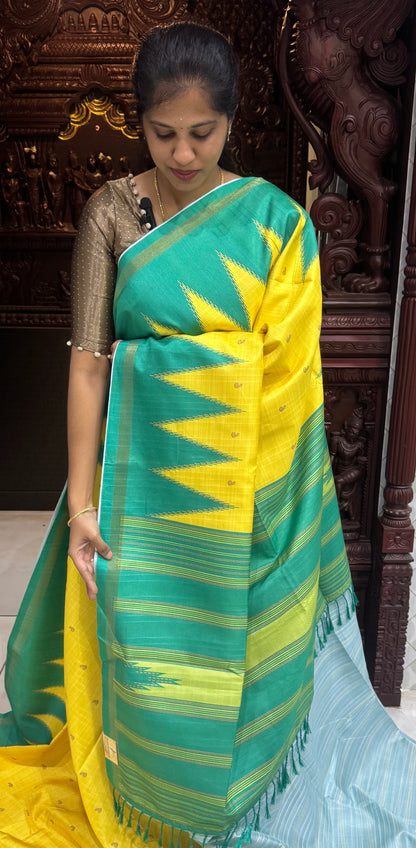 Art Tussar Silk Sarees With Temple Border | DSM120