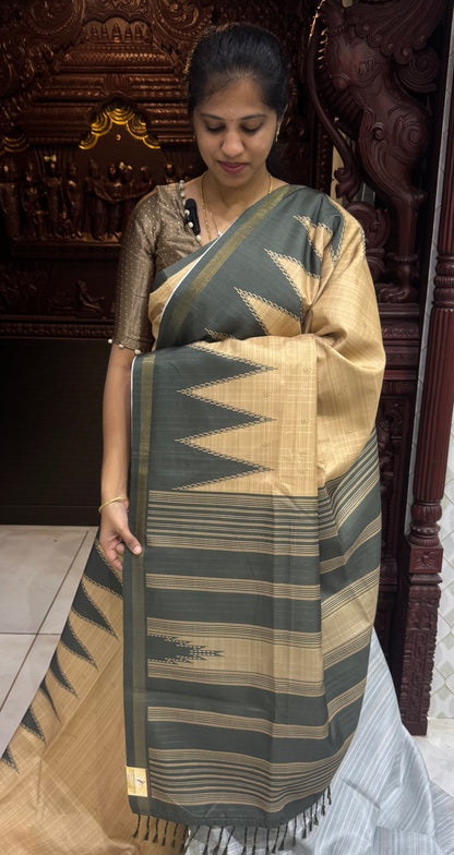 Art Tussar Silk Sarees With Temple Border | DSM120