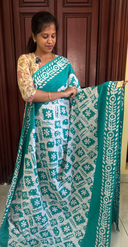 Handblock Print MulMul Cotton Sarees | DSAN002