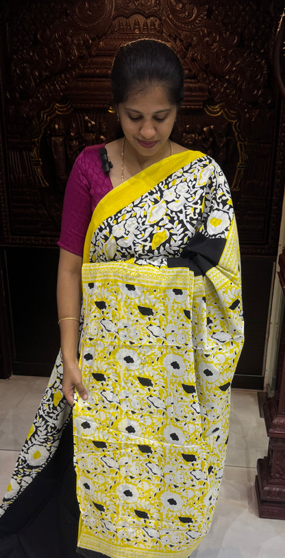 Handblock Print MulMul Cotton Sarees | DSAN001