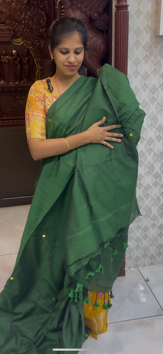 Khadi Cotton Sarees 1365 Mirror Work | DSAD006