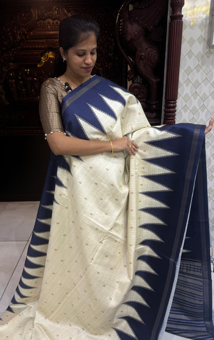 Art Tussar Silk Sarees With Temple Border | DSM120