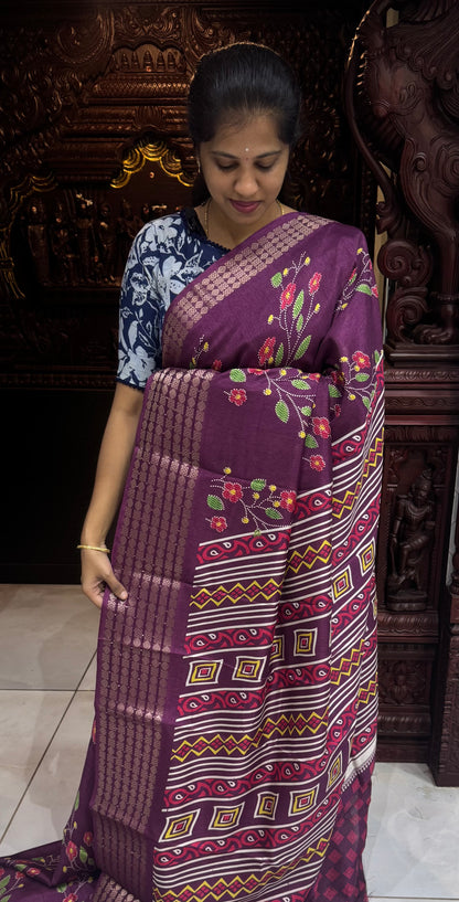 Semi Dola Silk Sarees with Sequins Border | DSM023