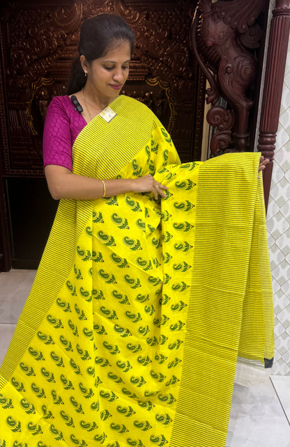 Handblock Print MulMul Cotton Sarees | DSAN001