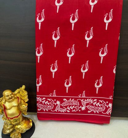 Handblock Print MulMul Cotton Sarees | DSAN001