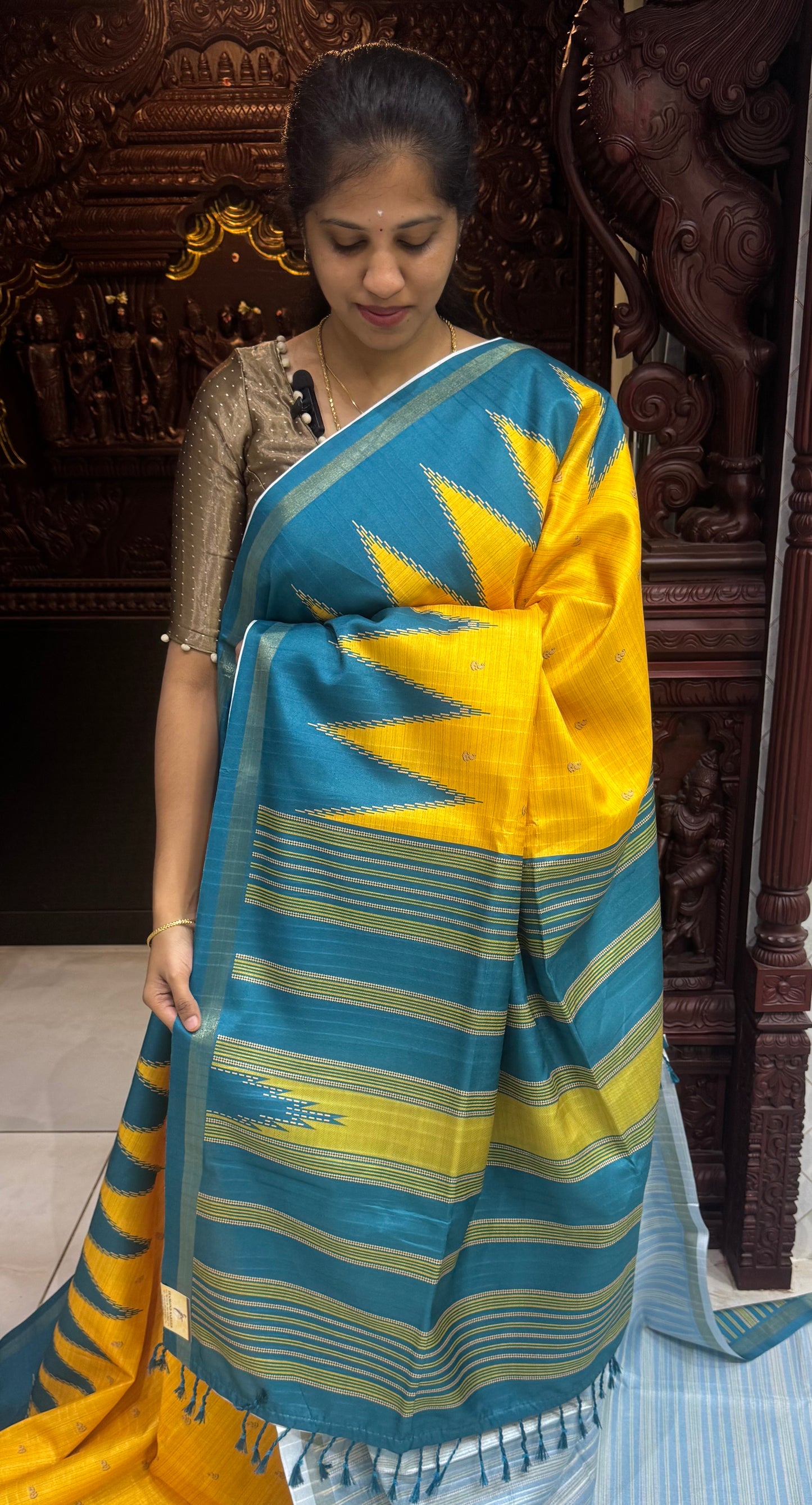 Art Tussar Silk Sarees With Temple Border | DSM120