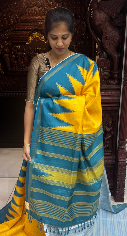 Art Tussar Silk Sarees With Temple Border | DSM120