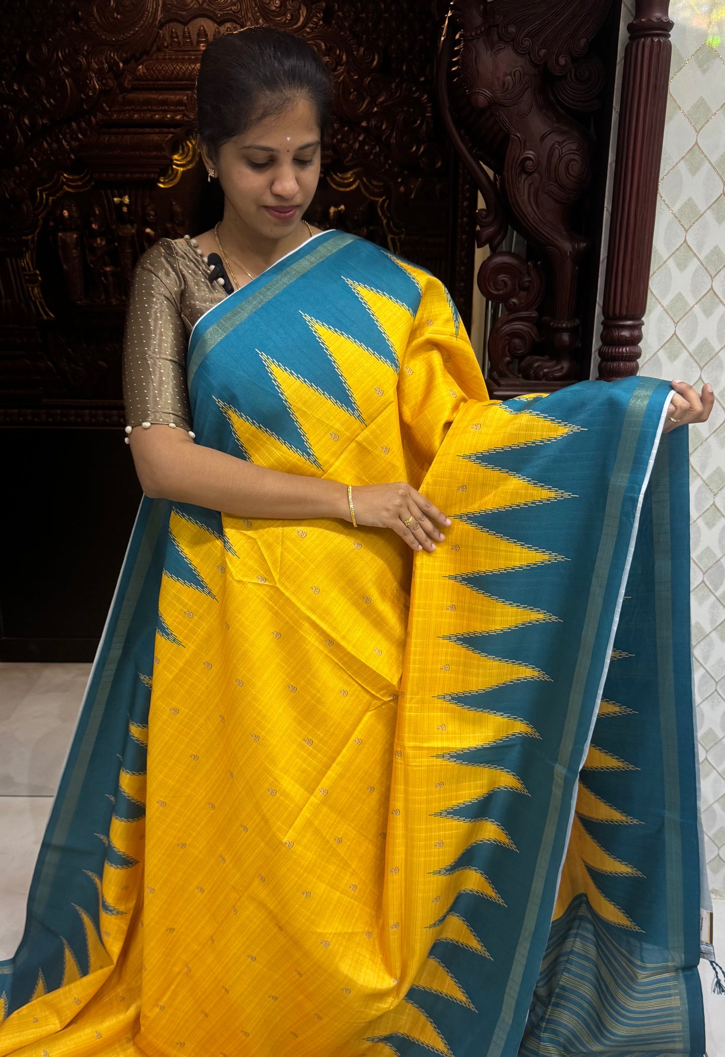 Art Tussar Silk Sarees With Temple Border | DSM120