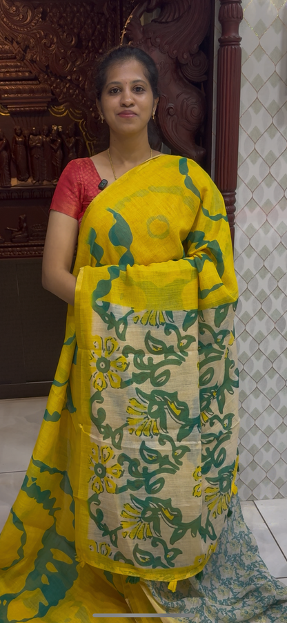 Fancy Linen Cotton Sarees | DSAD026