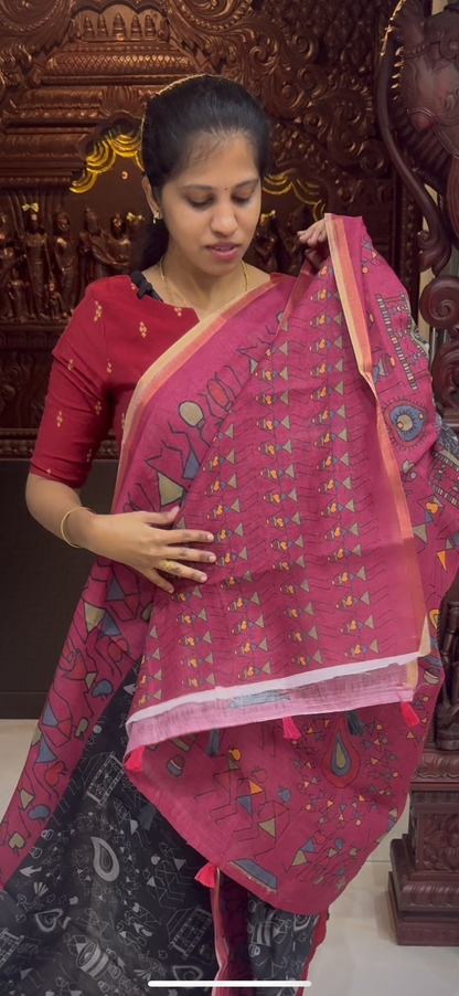 Fancy Linen Cotton Sarees | DSAD026
