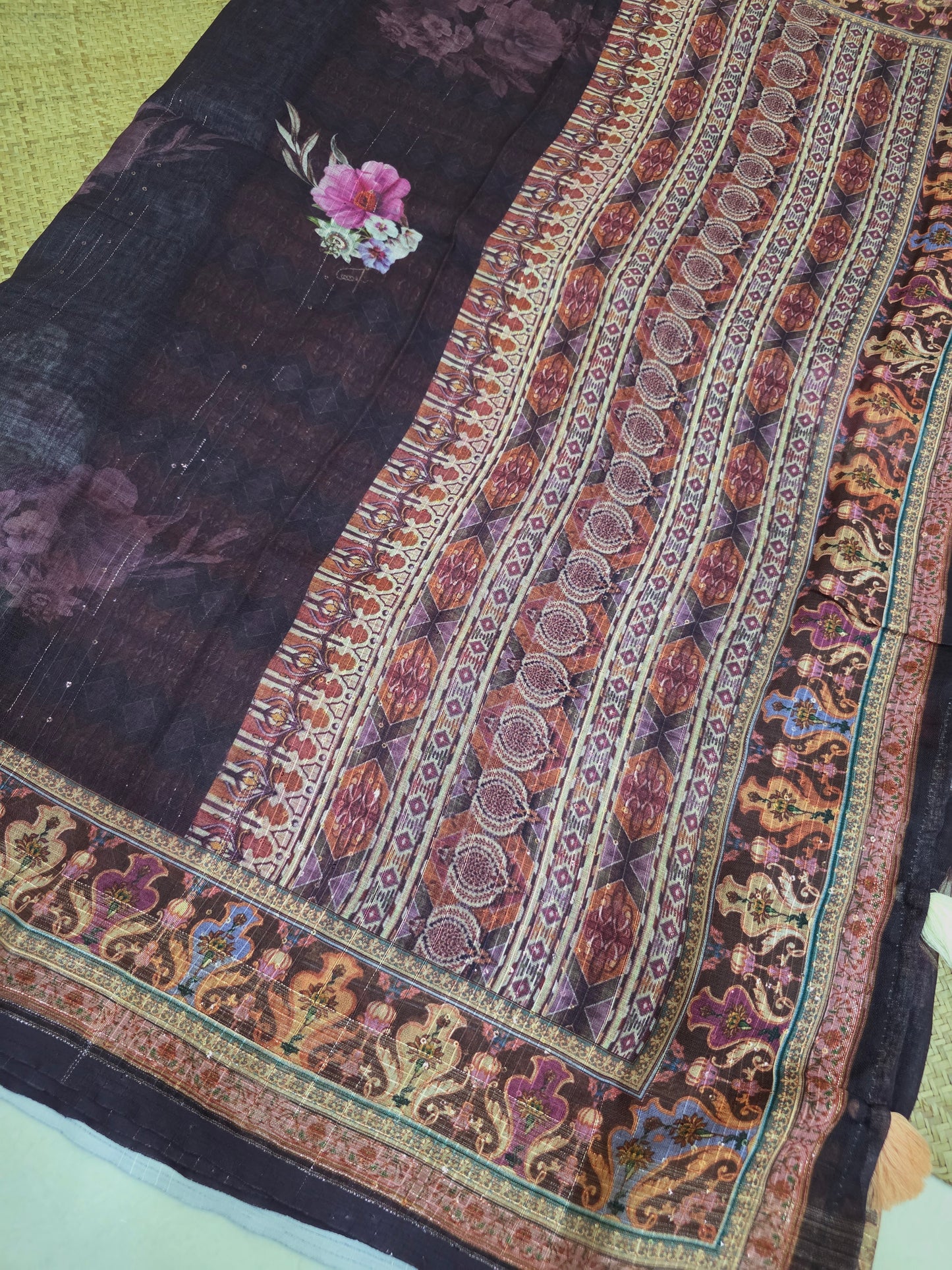 Designer Linen Sequins Sarees | DSM041