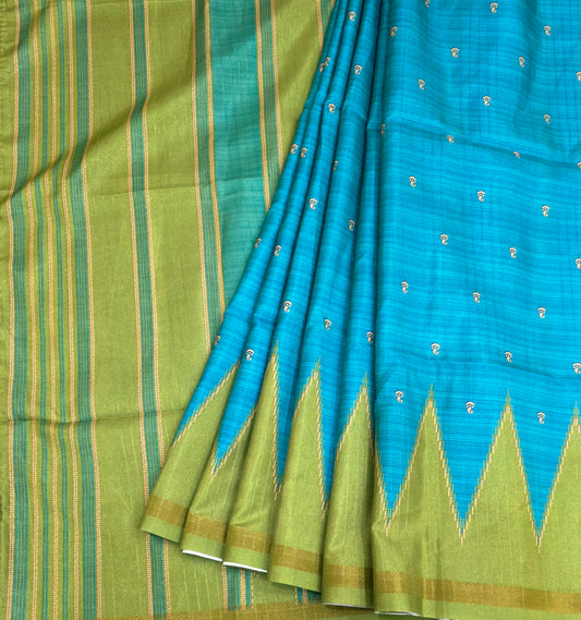 Art Tussar Silk With Temple Border | DSM120