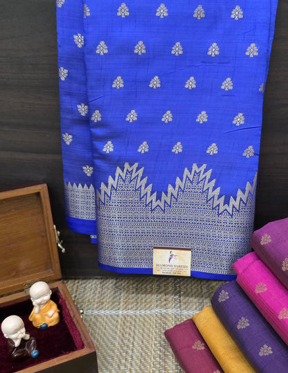 Semi Tussar Sarees With Temple Border | DSM108