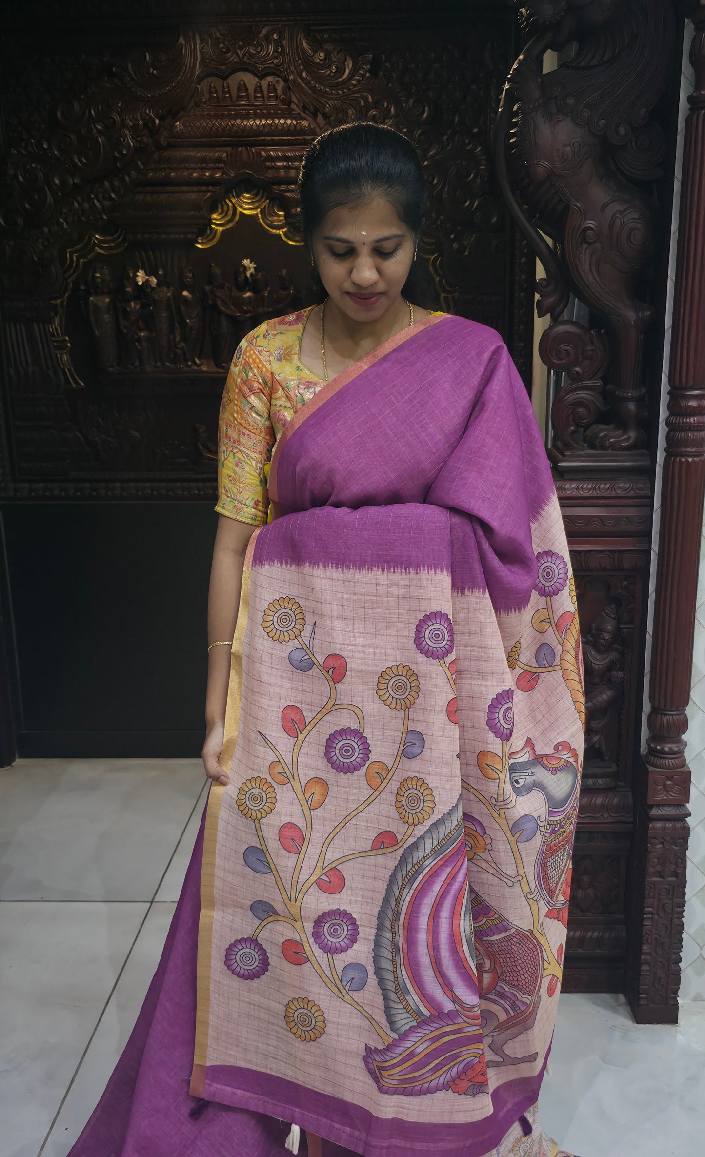 Fancy Cotton Sindoori Checks Sarees | DSAD024