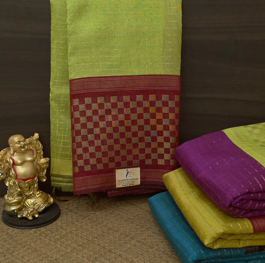 Semi Raw Silk Sarees with Checks Border 1905| DSAD029