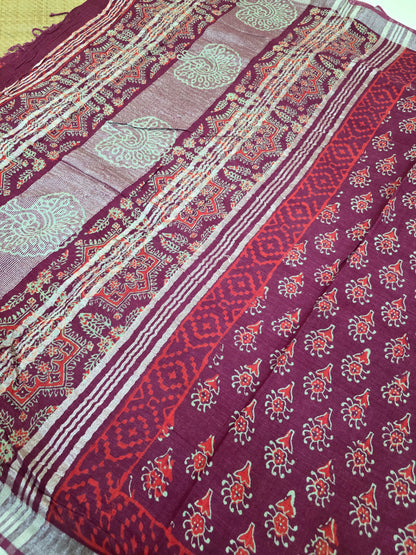 Pure Linen Cotton Sarees| DSAL002