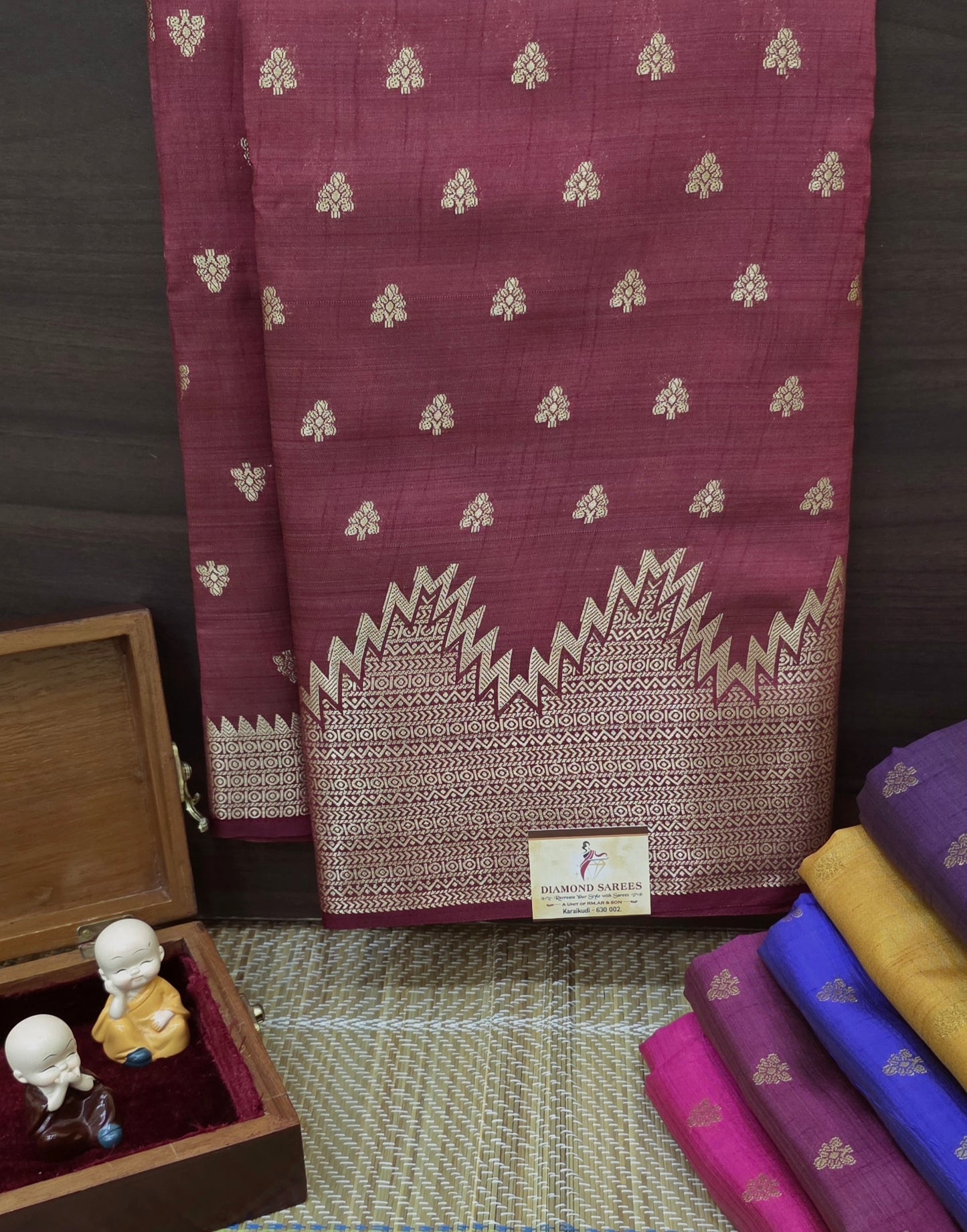 Semi Tussar Sarees With Temple Border | DSM108