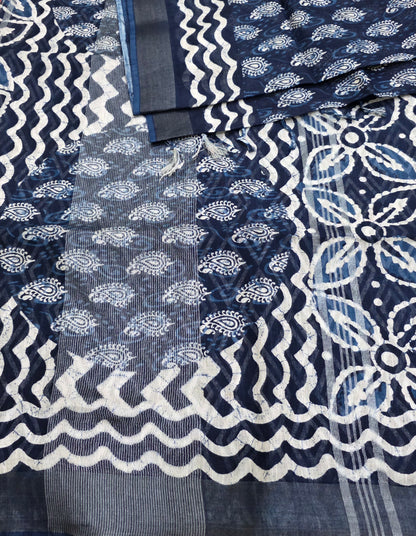 Art Linen Indigo Sarees | DSM040