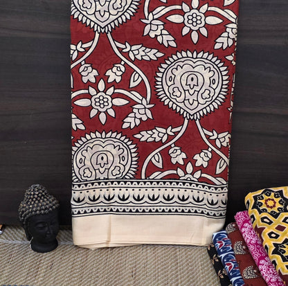Handblock Print MulMul Cotton Sarees | DSAN001