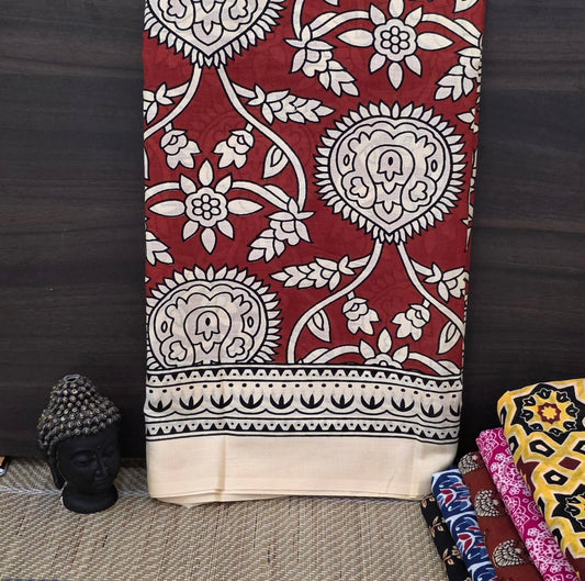 Handblock Print MulMul Cotton Sarees | DSAN001