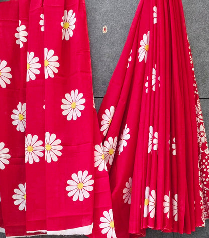 Handblock Print MulMul Cotton Sarees | DSAN001