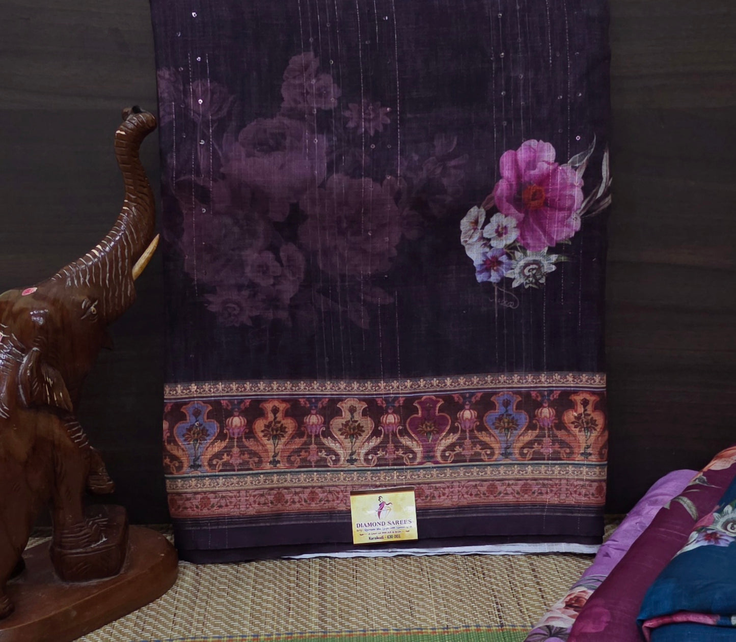 Designer Linen Sequins Sarees | DSM041