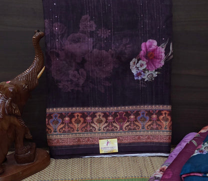 Designer Linen Sequins Sarees | DSM041