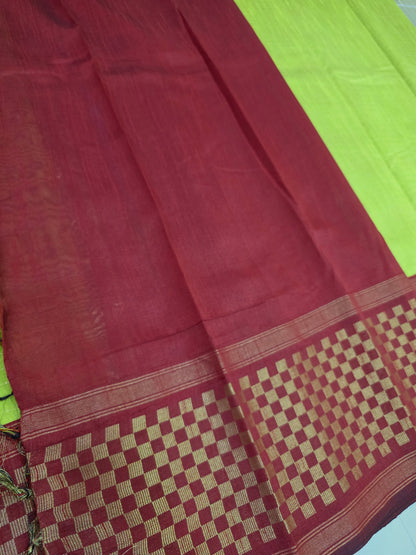 Semi Raw Silk Sarees with Checks Border 1905| DSAD029