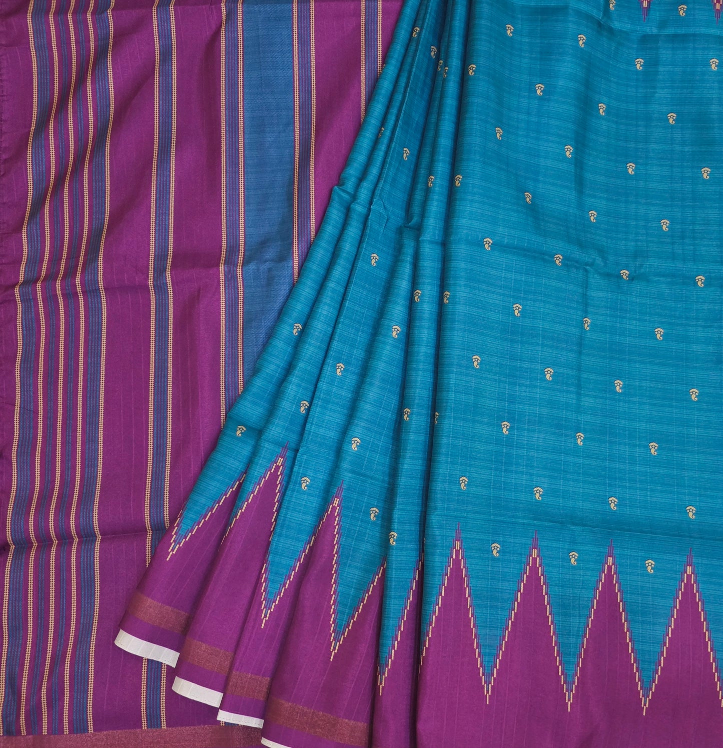 Art Tussar Silk Sarees With Temple Border | DSM120