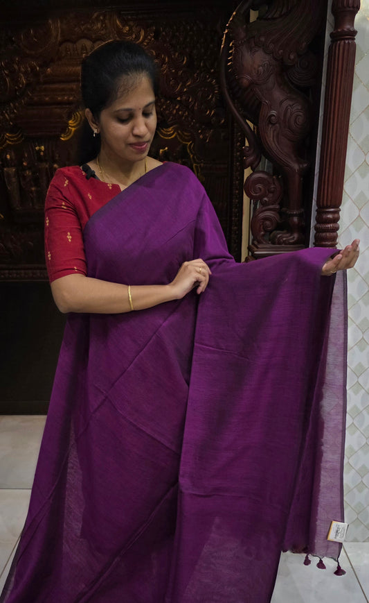 Khadi Cotton Sarees With Kalamkari Blouse | DSAD013