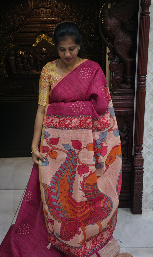 Fancy Cotton Sindoori Checks Sarees | DSAD024