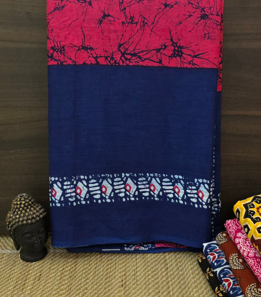 Handblock Print MulMul Cotton Sarees | DSAN001